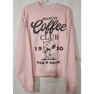 Snoopy peanuts coffee club pink sweatshirt size medium